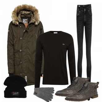 Outfit mit Schwarz WinterJacke Superdry "Freydon"