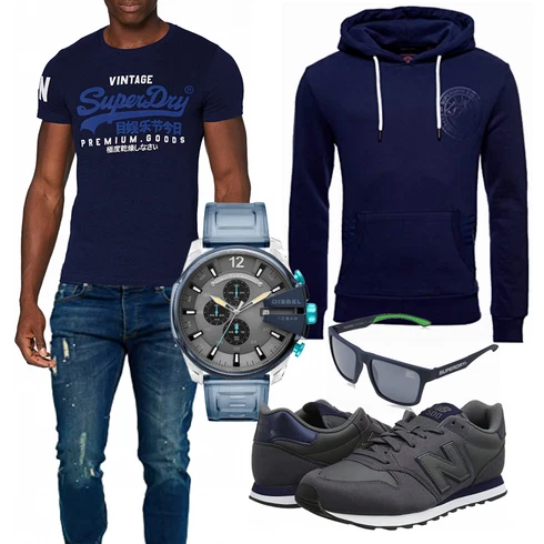 Mischfarben T-Shirt Superdry kombinieren