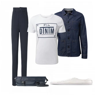 Outfit mit Weiß T-Shirt Glücksstern "Fuer die Freizeit"