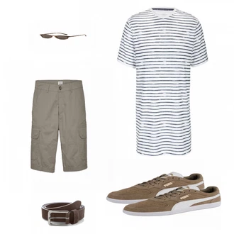 Outfit mit Braun Sneaker Puma "Funktionsshirt Streifen"