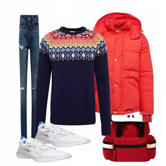 Outfit mit Blau Sneaker Nike "Gap"
