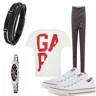 Outfit mit Grau Sneaker Converse "GAPS"