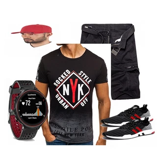 Outfit mit Rot Hut Flexfit "Garmin"