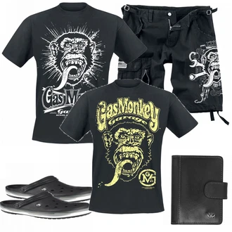Outfit mit Schwarz Sandalen Crocs "Gas Monkey"