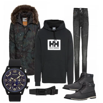 Outfit mit Schwarz WinterJacke Superdry "Georg"