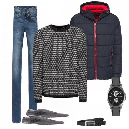 Schwarz/Grau Accessoire Uhr Hugo kombinieren