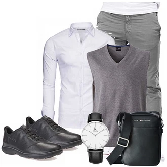 Outfit mit Grau Pullunder James & Nicholson "Geox"