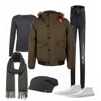 Outfit mit Grau Sneaker Converse "ghs"