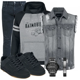 Outfit mit Grau Batman "Globe"