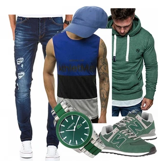 Outfit mit Grün Schuh New Balance "GreenLook"