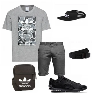 Outfit mit Schwarz Sneaker Nike "Grey"