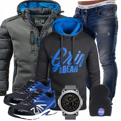 Grau/DunkelBlau/Dunkelgrau/Blau/Dunkelgrün Skijacke/Thermojacke/Kunstfaserjacke/Außergewöhnliche Jacke/Trachtenstrickjacke/Hybridjacke/Outdoorjacke/Puffer Jacke/Kapuzenjacke/Isolationsjacke/Winterjacke Geographical Norway kombinieren