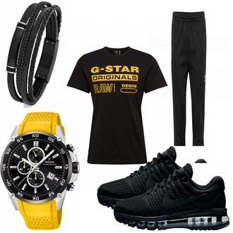 Outfit mit Schwarz Sneaker Nike "GStar"