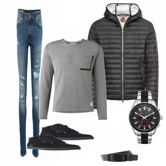 Outfit mit Weiß/Blau Uhr Armani Exchange "GStar"
