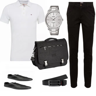 Outfit mit Schwarz Sneaker Lacoste "Handtaschen fuer Herren"