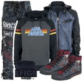 Outfit mit Mischfarben Sneaker "Hellboy"