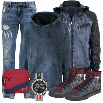 Outfit mit Mischfarben Sneaker "Hellboy"