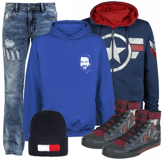 Outfit mit Mischfarben Sneaker "Hellboy"