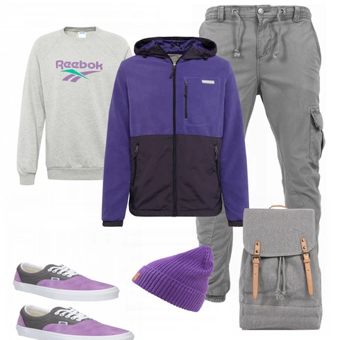 Lila Hut KnowledgeCotton Apparel kombinieren