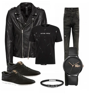 Outfit mit Schwarz Uhr Lacoste "Herren Klamotten Style"