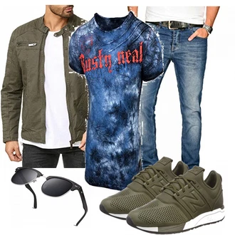Outfit mit Grün Schuh New Balance "Herren Rundhals"