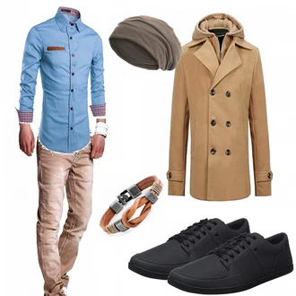 Outfit mit Braun Wintermantel/Winter Parka Allthemen "Herren Style Urban Beige"