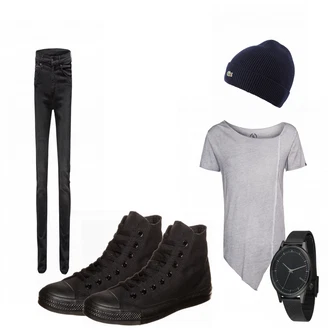 Outfit mit Schwarz Sneaker Converse "highoff"
