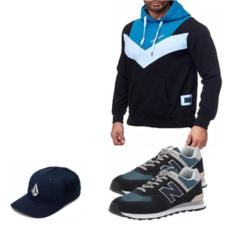 Outfit mit Blau Volcom "HILFIGER"