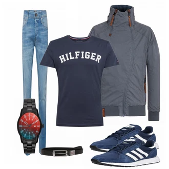 Outfit mit Blau T-Shirt Tommy Hilfiger Underwear "HILFIGER"