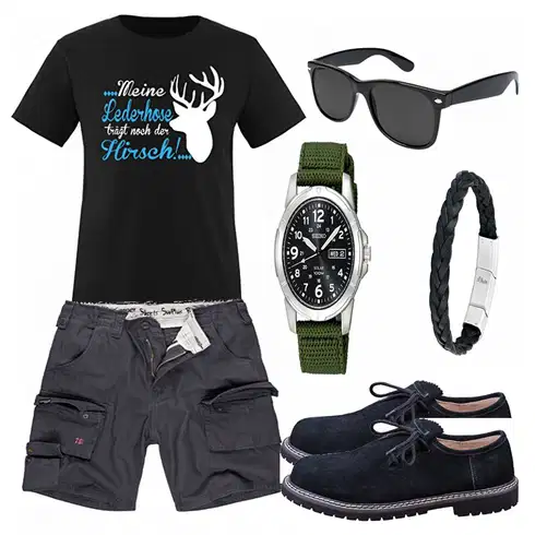 Blau T-Shirt kombinieren mit Blau Trachtenmode