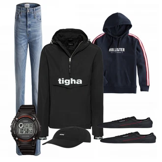 Outfit mit Schwarz Tigha "HOLLISTER"