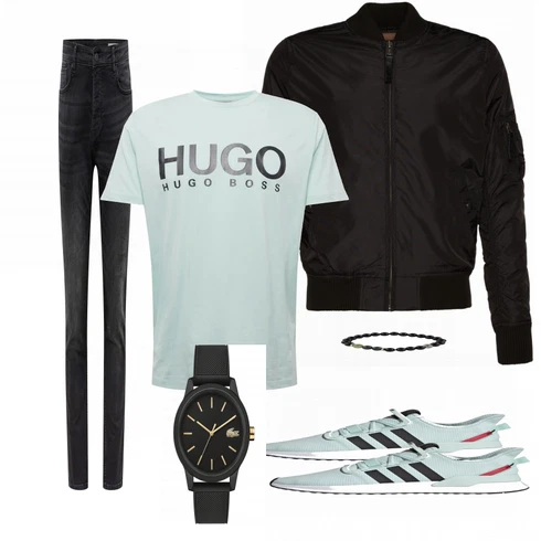 Sportschuh Adidas Originals kombinieren mit Grün T-Shirt Hugo
