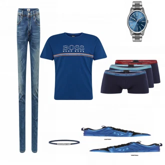 Outfit mit Blau Sneaker Nike "Hugo Boss Shirt"