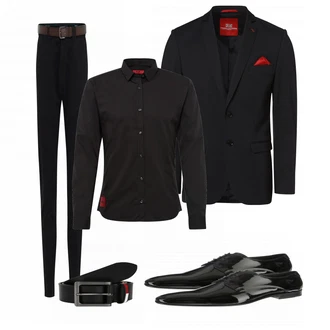 Outfit mit Schwarz Anzug finshley & harding london "Hugo Hemd"