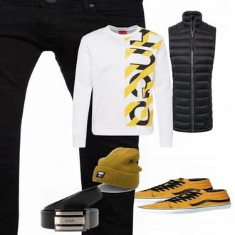 Outfit mit Gelb Sneaker Vans "Hugo"