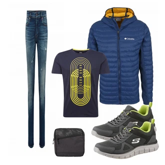Outfit mit Blau Columbia "HUGO"