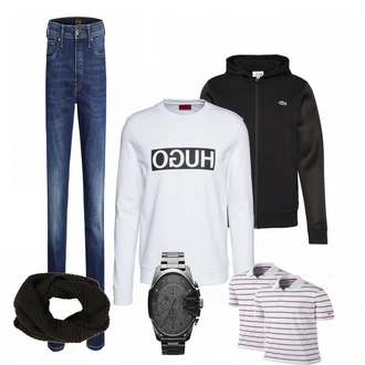 Outfit mit Grau/Blau Sneaker Nike "Hugo"