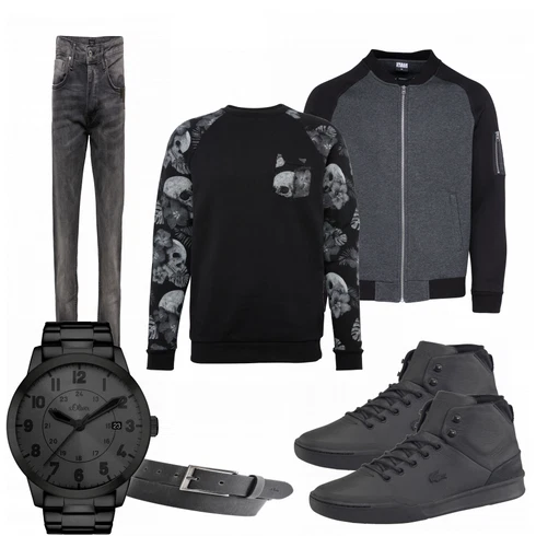 Schwarz Hoodie Urban Classics kombinieren mit Gürtel