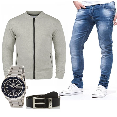 Winter Parka Leif Nelson kombinieren mit Blau Gürtel levi's