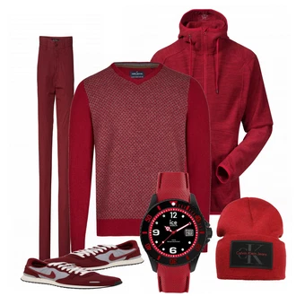 Outfit mit Rot Strickjacke Daniel Hechter "ICE"