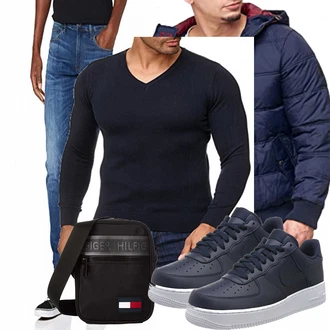 Outfit mit Blau Overall/Winter Parka/Regenjacke Indicode Jeans "Indicode"