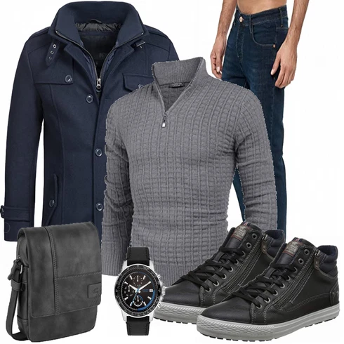 Blau Overall/Wintermantel/Winter Parka Indicode Jeans kombinieren
