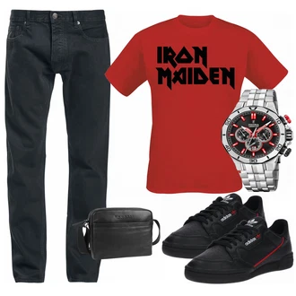 Outfit mit Schwarz Schuh Sneaker/Leder Sneaker Adidas Originals "Iron Maiden"