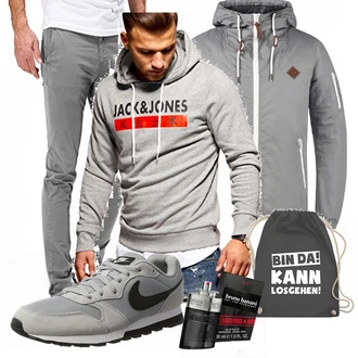 Outfit mit Blau/Grau Sportrucksack Shirtracer "ISOLID"