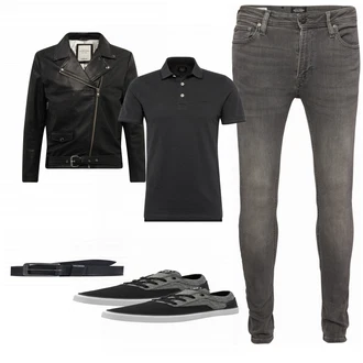Outfit mit Grau Sneaker Volcom "Jack and Jones Black"