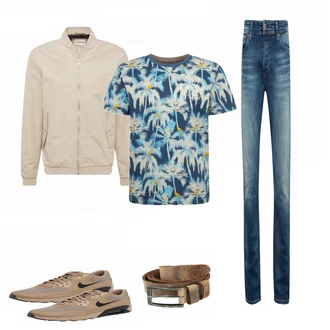 Outfit mit Beige Sneaker Nike "Jack and Jones"
