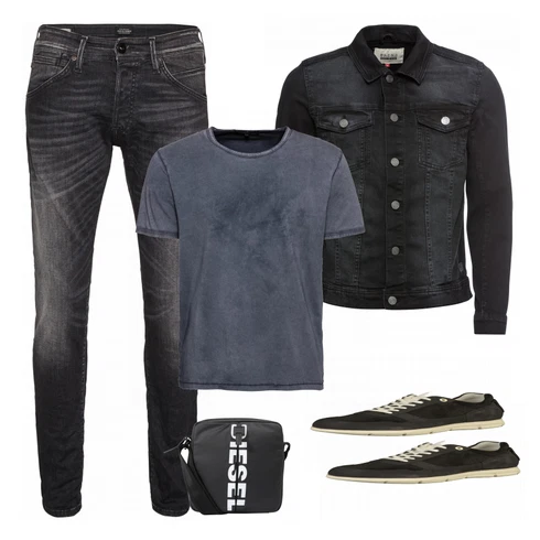Schwarz Hose Jack & Jones kombinieren mit Weiß Schuh Sneaker