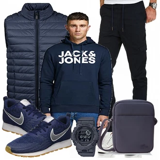 Outfit mit Blau Sneaker Nike "Jack Jones"