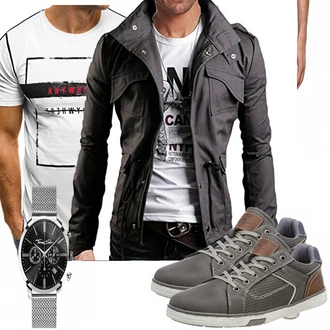 Outfit mit Grau Overall Replay "Jalmari"