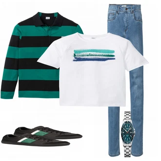 Outfit mit Schwarz Sneaker/Leder Sneaker Lacoste "John Baner"